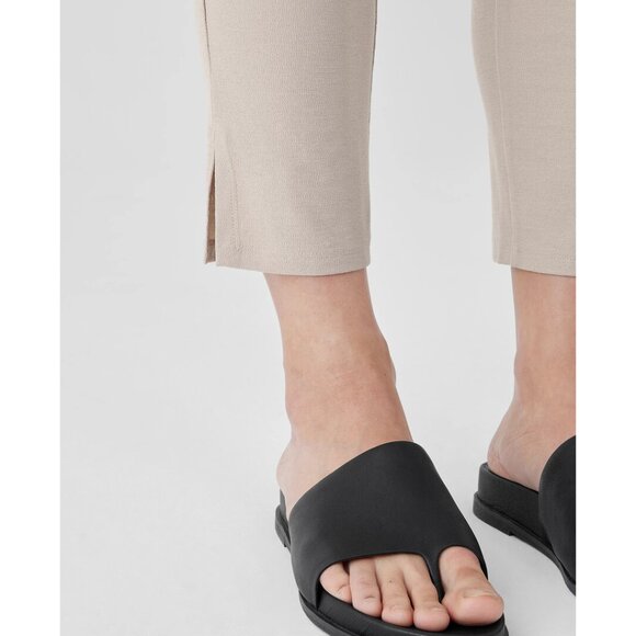 Eileen Fisher | Washable Stretch Crepe Crop with Slits In Wheat - Picture 4 of 10